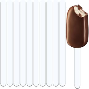 10 PCS Ice Cream Sticks ، 4.5 بوصة قابلة لإعادة الاستخدام ، عصي قابلة لإعادة الاستخدام ، عطل الكعك الأكريليكي المرآة ، عصا الكعك للآيس كريم الحلوى DIY