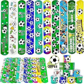 Viicoor Soccer Slap Bracelets 30PCS Snap Bracelet Wrisrtband for Party Favors Basket Bag Filler School Prizes Gifts Party Favors Bulk in Kuwait