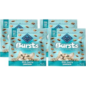 Blue Buffalo Bursts Crunchy Cat Treats, Seafood 5-oz Bag (Pack of 4)