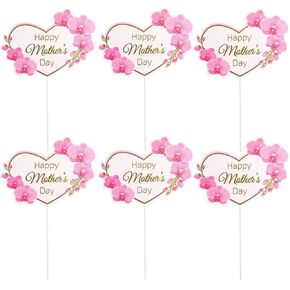 Janou 12pcs Happy Mother's Cake Toppers Toppers Heart Flower Cake يختار الديكور لعيد الميلاد لعيد الأم.