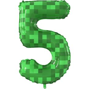 40 بوصة التعدين رقم 7 رقائق البالونات Green Pixel Miner رقم 5-9 بالونات الأطفال العملاق العملاق السابع من زخارف حفلة عيد ميلاد سعيد لوازم الصبي أو الفتاة