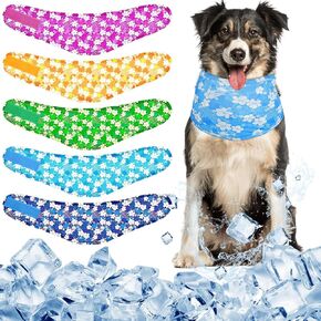 5 PCS Dog Boading Bandanas الفوري للتبريد يلف شاحن الثلج المتنفس الأليف من طوق أساسي لصغيرة إلى كبيرة في صيد الكلاب الإكسسوارات للتخييم في الصيف (L Size)