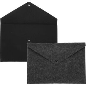 UXCELL 2 PCS مجلدات الملفات المحسوسة ، A4 ENVELOPED FILDER FILD FILE DOSTORGE VILE CASE PORTION FILDER CASE مع إغلاق الزر لأعمال Office (BLADE/DARK BROWN)