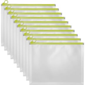 10 PCS Poly zip Envelope ، الأظرف البلاستيكية الشفافة ، أكياس سحاب ، مظاريف قابلة لإعادة الاستخدام ، محفظة فاتورة مع محفظة سحاب للوازم المكتبي ، اللوازم المكتبية المدرسية ، حجم A6 (9.84 × 5.12 بوصة) ، أبيض)