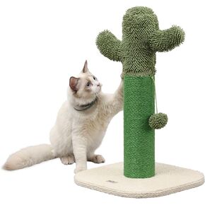 CTR1000A PECOS 21 "Modern Jute Cactus Cat Scratching Post مع لعبة غامضة ، أخضر/أبيض