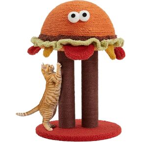 Erinnyees Cat Scratfer Post ، Hamburger mape scratcher scratcher small cat scratcher للقطط الداخلية مع حبل السيزال ، واقي الأثاث المرح والوظيفي للقطط