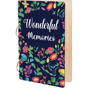 SUPERDANT Wonderful Memories Greeting Card Holder Organizer Wooden Card Keeper Binder Planning Book Flowers Birthday Cards Keeper Photo Album Cover Graduation Wedding Planner Journal Keepsake Gift
