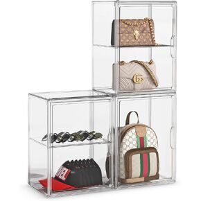 منظم تخزين المحفظة لـ Closet 3 Packs Clear Handbag Storage Organizer Acrylic Display Case for Hossibles Facealable Bage مع باب مغناطيسي لحقائب الظهر ، الشكل ، xxx-large