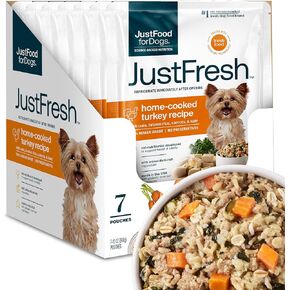 Justfoodfordogs Justfresh غذاء الكلاب الديك الرومي المطبوخة في المنزل مع عدم وجود مواد حافظة ، وتعبئة قابلة لإعادة الإحالة ، طعام الكلب الرطب من الدرجة البشرية ، 12 أوقية - 7 عبوة