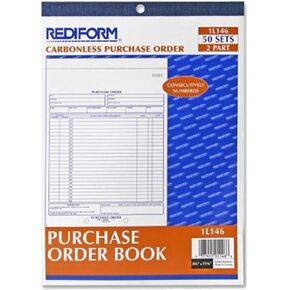 Rediform - دفتر أوامر الشراء ، لكمة أسفل ، رسالة ، بدون كربون من جزأين ، 50 مجموعة/كتاب 1L146 (DMI EA