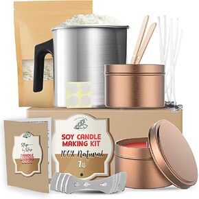 طقم صنع شموع الصويا للبالغين والأطفال ، ولوازم صنع الشموع ، ومجموعة صنع شموع DIY للمبتدئين ، ومجموعات شمعات الصويا الطبيعية - مجموعة شمعة كاملة ، 1 رطل ، 1 رطل ،