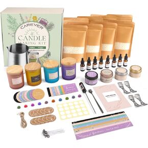 CAREVER Candle Wax Making Kit for Adults: DIY Soy Candles Making Supplies Craft - Crafting Gifts for Christmas Stocking Stuffers - Hobbies Art Gifts for Women Couples Home Business Starter Beginner