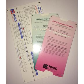HVAC Chart 3 Pack, R-22 Superheat Subcooling Calculator, R-410a Superheat Subcooling Calculator and Duct Calculator