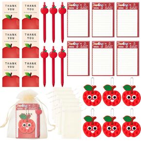 AgincBerry Teacher Appreciation Stationery Gift - 6 Pack Stationery Gift Bulk Include Sticky Note Ballpoint Pen Pop Fidget Toy Keychain Greeting Card and Organza for Teacher Back to School Supplies
