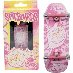 Spitboards® 34mm Fingerboard Oldschool Cruiser Pro Complete ، الخشب المكون من 5 طبقات مجمعة مسبقًا ، شاحنات محترفة ، عجلات محفوظة من يوريتان 60D ، رسومات حقيقية ، شريط رغوة بالليزر "Pink Alien"