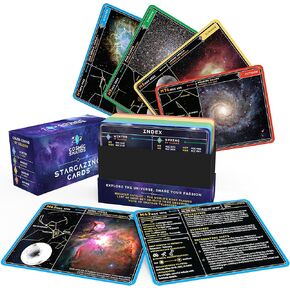 بطاقات النجوم - Messier Catalog | طقم استكشاف السماء الليلية للتلسكوبات والمناظير | البطاقات التعليمية مع مخططات النجوم ، التصوير الفلكي والحقائق | هدية فلك مثالية وهدية فضائية للأطفال والكبار