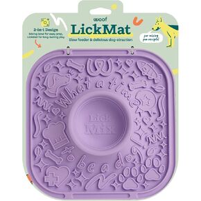 Woof LickMat - Easy-to-Clean Lick Mat for Dogs - Slow Feeder Mat with Non-Slip Design - BPA-Free Silicone Lick Mat - Interactive Dog Toys - Lavender