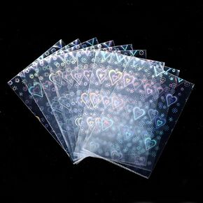 100 pcs الأكمام الضوئية الحب الحب بأكمام بطاقة وميض على شكل قلب KPOP و MTG الأكمام البطاقة التداول الهلوانية غلاف واقية من رقائق البطاقة الواقية 65x90mm