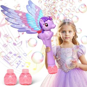 Unicorn Bubble Wand for Girls Age 3-8, Bubble Maker with LED Lights & Sounds, Perfect for Birthdays & Holidays