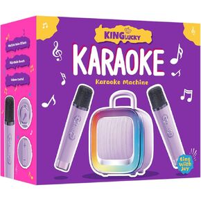 آلة Karaoke التي تغيير الصوت Kinglucky للأطفال مع 2 ميكروفونات (ترقية 2025) الهدايا للفتيات ، والأكثر شعبية من 3-12 سنة هدايا أعياد الميلاد للأولاد في سن المراهقة التصميم الصديقة للطفل الأرجواني