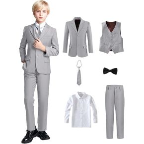 Yanlu Boy's Tuxedos Toddler Formal Suits Set Kids Blue Black Slim Fit Suit for Weddings