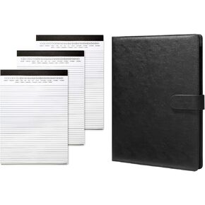حزمة: مجلد محفظة Padfolio ، مجلد استئناف مقابلة من جلد Black Faux ، بما في ذلك الفوط القانونية 8.5 "× 11" مع تاريخ في الأعلى ، 50 ورقة ، 3 عبوات