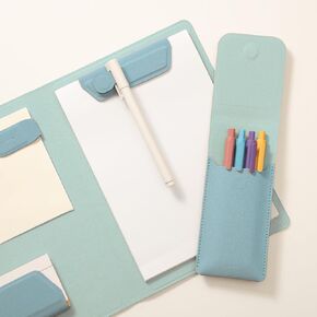 LHIDS Creative A5 Magnetic Padfolio + Pencil Case ، اليسار واليمين متوافق ، مخطط أعمال ، منظم دفاتر ، حامل البطاقات - مثالي للمحترفين والاجتماعات والسماء الأزرق