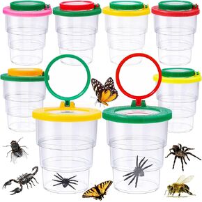 Insert Bug Viewer 6Pcs, Magnifying Insect Box Bug Catcher Container High Breathability Stretchable Ventable Insect Cage Bug Jar for Science Nature Exploration Observation Education, 6 Colors