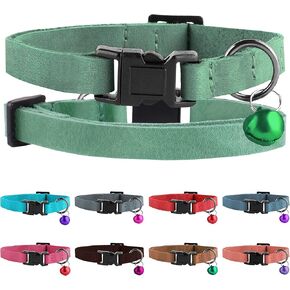 Murom Breakaway Cat Cat Leather Loft Soft Aleptable Abelars مع جرس اللون الأزرق الأزرق اللون الأزرق (الأخضر) (أخضر) (أخضر) (أخضر)
