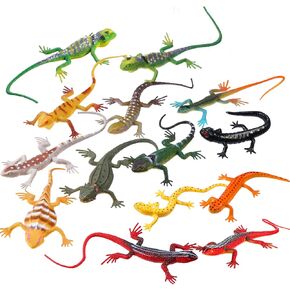 24 Piece Plastic Lizards for Kids Colorful Plastic Artificial Lizard Toys Action Figure Educational Toys for Kids Adults Gifts, 12 Designs