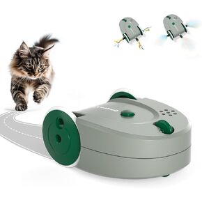 لعبة Gardner Pet Interactive Cat Mouse سريعة الحركة في لعبة Pouch Kitten Self Play مع 3 لعبة قطط أوتوماتيكية للريش/الحبل للقطط البالغة بالملل ، 28 بوصة.