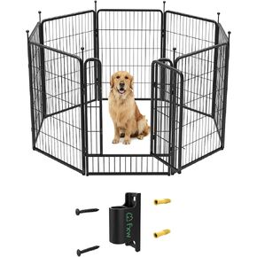 FXW Rollick 40" H 8 Panels Dog Playpen & Fence-to-Wall Anchors