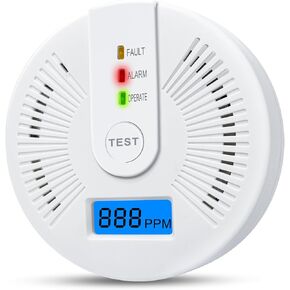 Carbon Monoxide Detector,CO Gas Monitor Alarm Detector Replaceable Battery with Digital LCD Display and Sound Warning for Home/Kitchen/Bedroom
