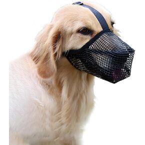Dog Muzzle, Soft Mesh Covered Muzzles for Small Medium Large Dogs, Protection Muzzle with Adjustable Straps, Prevent Biting Chewing and Licking, Allows Panting and Drinking (XL: Snout:11¾"-13¾")
