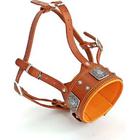Bestia "EROS Genuine Leather Dog Muzzle, Large Breeds, Cane Corso, Rottweiler, Boxer, Presa, Bullmastiff, Dogo, 100% Leather, Studded, L- XXL Size, Soft Padded. Made in Europe!
