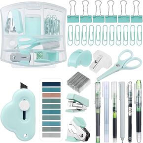 تشمل مجموعة إمدادات المكاتب المصغرة في Colarr مزيل Stapler Dispener Staple Paper Clips Staples Staples Pen Sharpener Note سكين تلسكوبي صغير لطالب كاتب مكتبي ومدرسة (Purple)