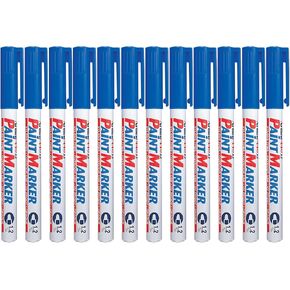 440XF Paint Markers for Wood, Plastic, and Canvas, Waterproof Marker for Indoor/Outdoor Applications, Opaque Coloring Markers with 1.2mm Bullet Tip - Blue, 12 Pack
