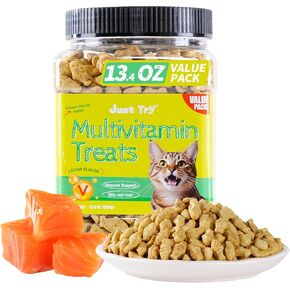 13.4 أوقية Cat Multivitamin Multivitamin Crunchy Treats for Health and Immune Cat Coint Support Skin & Coat & Doaction Vitamins Biscuits Biscuits Scuits