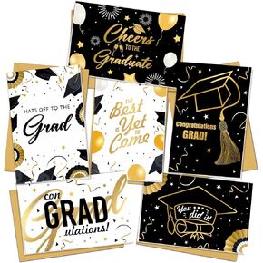 بطاقات التخرج - هدايا التخرج 2025 - تهانينا لبطاقة Grad to High School College University Party Supplies - 6 تصميمات متنوعة ، 24 حزمة Exchange 4x6 '' مع الأظرف