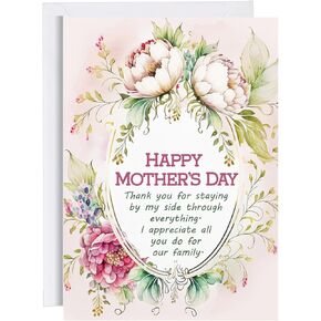 Trazzo Happy Mother's Cards & Floral Mother Cards and Marcheshing-Cards for Mother Groomother زوجة النساء (D style)