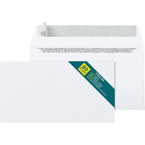 EnDoc #6 3/4 Security Envelopes Self-Seal - 80 Count - 6 1/2 x 3 5/8 Inch Privacy Tinted Windowless All-Purpose Envelopes for Personal and Business Use - 24lb Paper Quality - Bright White Envelopes