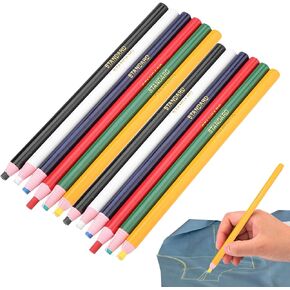 12pcs Sewing Mark Pencil, 6 Colors Fabric Chalk Markers for Sewing Marking and Tracing Tools Free Cutting Chalk Sewing Fabric Pencil