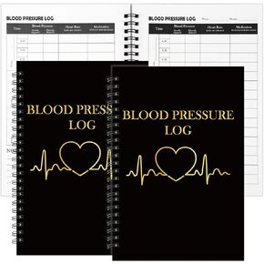 gisgfim 2 Pcs A5 Blood Pressure Log Book Spiral Bound Blood Pressure Log Blood Pressure Book for Daily Recording and Monitoring of Blood Pressure, Heart Rate and Medication at Home 100 Pages/Pad