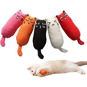 لعبة Catnip للقطط ، مع Catnip Cartoon Mice Face Beaching Toy Toy ، Emoji Face Catnip Plush Toy 5 PCS