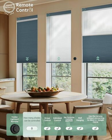 Yoolax Motorized Day and Night Cellular Shades, Top Down Bottom Up Blinds Blackout and Light Filtering Honeycomb Blinds, Automatic Blinds for Windows, Fabric Sample (Multicolor) in Kuwait