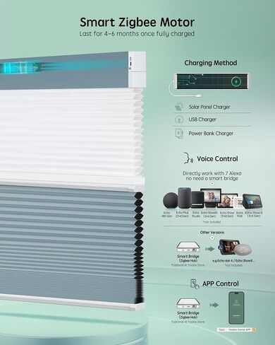 Yoolax Motorized Day and Night Cellular Shades, Top Down Bottom Up Blinds Blackout and Light Filtering Honeycomb Blinds, Automatic Blinds for Windows, Fabric Sample (Multicolor) in Kuwait