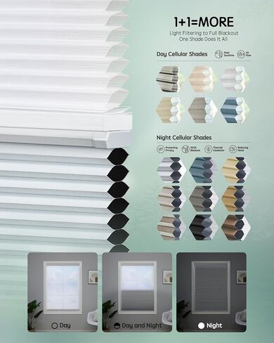 Yoolax Motorized Day and Night Cellular Shades, Top Down Bottom Up Blinds Blackout and Light Filtering Honeycomb Blinds, Automatic Blinds for Windows, Fabric Sample (Multicolor) in Kuwait