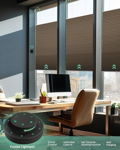 Yoolax Motorized Day and Night Cellular Shades, Top Down Bottom Up Blinds Blackout and Light Filtering Honeycomb Blinds, Automatic Blinds for Windows, Fabric Sample (Multicolor) in Kuwait