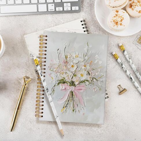 Pink Bow Flower Journal for Women ، Floral Coquette Aesthetic Noteboor ، دفتر ملاحظات عصري جدًا ، مستلزمات مدرسة Girl للملاحظات ، الكتابة والهدايا ، A5 Size 5.5x8.3 in Kuwait