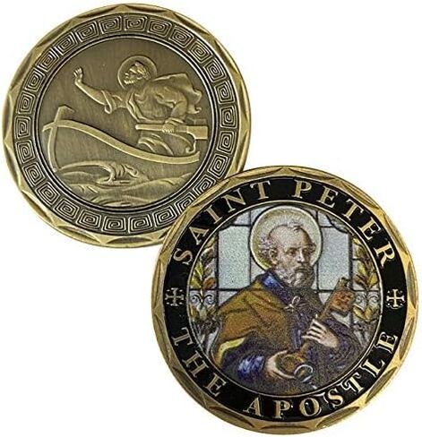 St Peter Coin, Saint Peter the Pope Catholic Challenge Coin, Religious Coin Collectibles, Bronze Iron Plated 38mm x 2mm in Saudi Arabia